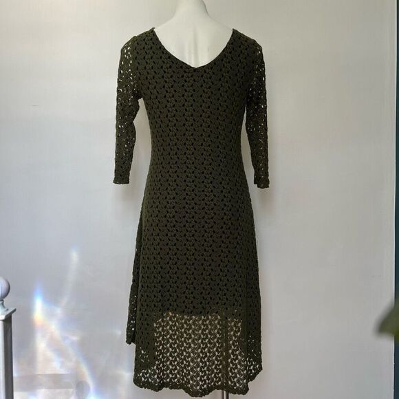 Cynthia Rowley Crochet High Low Fit n Flare Dress Green - Picture 6 of 9